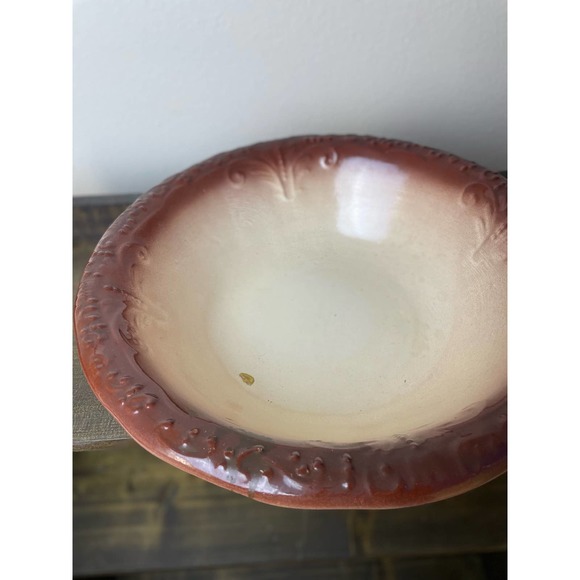 Vintage Large Ironstone Wash Basin Bowl Red Burgundy - Picture 1 of 10